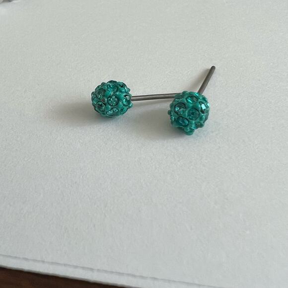 Blue Sparkle Ball Earrings - Bright & Eye-Catching Design - Picture 2 of 4